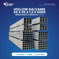 Global Steel – Besi Hollow Galvanis 35x35x1.2x6000mm | Hollow Anti Karat untuk Rangka Plafon, Kanopi