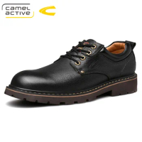 Camel Active New England Genuine Leather Shoes Lace-up Men Casual Shoes Hand-stitched Thick-soled Men's Shoes Footwear Man