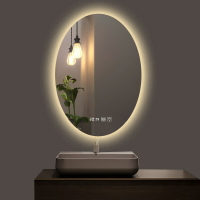 橢圓防霧浴室鏡衛生間觸摸屏帶燈LED鏡子智能壁掛墻背光化妝燈鏡