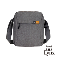 【Lynx】美國山貓極簡主義多隔層機能防潑水尼龍布包直式斜背包 俐落灰