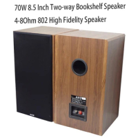 70W 8.5 Inch Two-way Bookshelf Speaker 4-8Ohm 802 High Fidelity Speaker Passive High Bass Wooden Home 2.0 Desktop Speaker