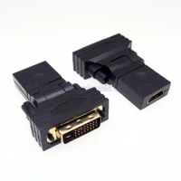 2Pcs/lot DVI to HDMI adapter DVI24+1 Male to HDMI Female 360 degree rotation HD connector