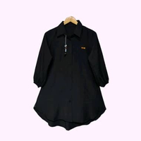 (113) Long Tunik Anak Usia 9-14 Tahun Simpel Polosan bg sabillaachmad hitam 9-10Y