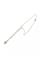 Chanel 二手香奈兒雙C標誌鍍銀鍍金仿珍珠水鑽吊墜項鍊