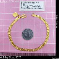Emas 916,Rantai Tangan Pasirs1 Padu Pasir Ghu S 0.39cm Design:7289<X0DY6>T916J(M9)-Size: 17.7cm