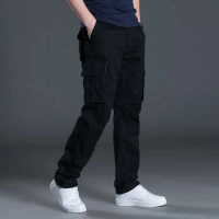 Celana Cargo Panjang Pria Cowok Dewasa Premium Slim Fit Kekinian Katun non Stretch Hitam Semi Formal