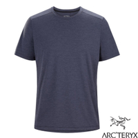 ARCTERYX 始祖鳥 男 Cormac Logo 登山輕量透氣快乾短袖圓領排汗衣_黑寶石/青檸綠