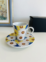 日本九谷燒 青郊窯 彩繪陶瓷咖啡杯碟一套 復古金菊濃縮咖啡杯