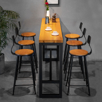 吧台椅 客製化 吧臺桌家用簡約創意現代酒吧餐廳靠墻實木桌椅組合高腳桌長條桌
