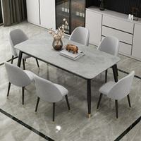 北歐大理石桌子餐桌家用小戶型簡約現代輕奢客廳巖板餐桌椅組合」