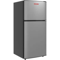 Double Door Mini Fridge with Freezer, 3.5 Cu.Ft Compact Refrigerator with Adjustable Thermostat,