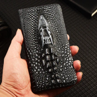 Retro 3D Crocodile Head Genuine Leather Case For Realme 5 6 7 8 9 10 11 Pro Plus X XT X2 X3 SuperZoom Phone Cover Cases