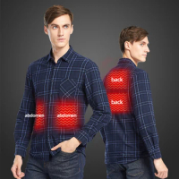 Snowwolf USB Battery Heating Plaid shirt cotton business thermal outdoor sports mountaineering shirt