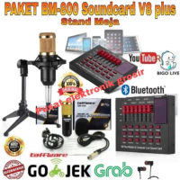 Paket Hemat Mic BM 800 Soundcard V8Plus Stand Meja Home Recording