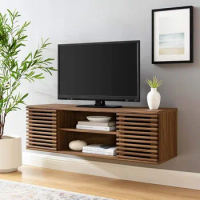 TV Bench Medieval Modern Wall Mounted Media Console TV Cabinet, Walnut, 46 Inches