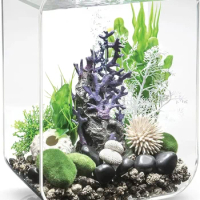 biOrb Life 15 Acrylic 4-Gallon Aquarium with White LED Lights Modern Compact Tank for Tabletop or De