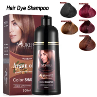 Mokeru Natural Fast Coloring Argan Oil For Hair Dark Brown Argan Speedy Hair Color Shampoo for Gray Hair Dye Shampoo