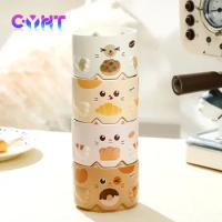 Cartoon Cat Cup 300ML Ceramics Stacked Cup Household Water Goblet Creative Cat's Ear Mug Copper Cups with Handle Ceramic Mug