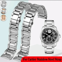 Metal Watch Bracelets Men Stainless Steel Watchbands Fashion Women Watch Strap for Cartier W7100015 W7100036 Accessories 23mm