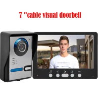 7-inch Wired Visual Doorbell Waterproof Night Vision Infrared Video Door Bell Household Building Suit Two-way Intercom System