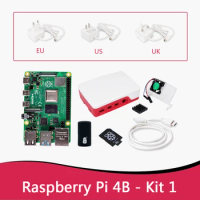 Official Raspberry Pi 4 Model B Starter Kit 1GB 2GB 4GB 8GB ARM PI 4B Kit1 ( Case+Fan+Power +16GB SD Card ) Faster Than 3B+