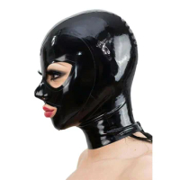 Black Latex Hood Mask Full Face Mask Riding Mask Hood Party Latex Mask