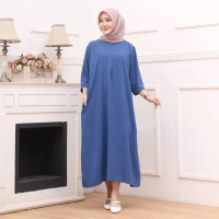 DASTER GAMIS 3/4 DASTER VIRAL Nyaman Rayon Muslim Crinkle