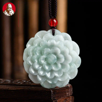 Alam Myanmar Liontin Giok Peony Liontin Es Giok Kalung Wanita Liontin Giok