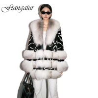 Ftangaiur Winter Coat For Women Import Swan Velvet Female Mink Fur Coat Women's Medium With Fox Fur Collar Real Mink Fur Coat