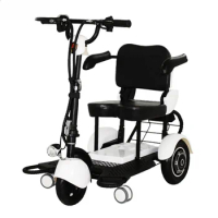New Folding Electric Scooter, Three-wheeled Wheelchair With Box For The Elderly And Disabled People