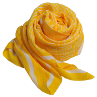 FENDI FF LOGO品牌圖騰義大利製100%真絲長圍巾/披肩(黃色系)