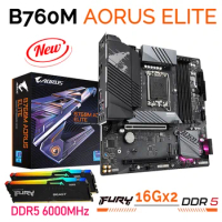 GIGABYTE B760M AORUS ELITE DDR5 LGA 1700 Motherboard With Kingston DDR5 6000MHz 32GB RGB Memory Inte