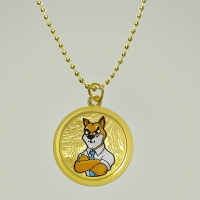 【柴犬幣項鏈】shib幣硬幣項鏈 男女金色銀色圓珠鏈飾品狗狗收藏