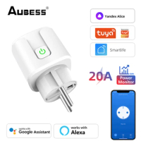 AUBESS EU WiFi Tuya Smart Plug 16A/20A Power Monitor Wireless Socket Outlet Smart Life Works With Alexa Google Home Yandex Alice