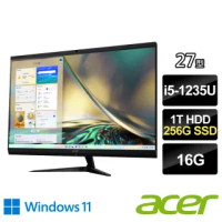 【Acer 宏碁】Aspire C27-1700 27型 AIO液晶電腦(i5-1235U/16G/1TB HDD+256G SSD/W11)