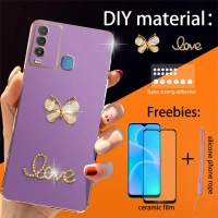เคส rhinestone สำหรับ Itel P37 Pro Vision 2 Plus P681L พร้อมตัวป้องกันหน้าจอ ฟิล์มเซรามิก และสายคล้อ