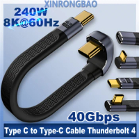 U-shaped USB 4.0 Gen3 40Gbps FPC Cable PD 240W Fast Charging Type C to Type-C Cable Thunderbolt 4 8K@60Hz Cable USB C Data Cabel