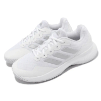 【adidas 愛迪達】網球鞋 GameCourt 2 W 女鞋 白 灰 硬地 緩衝 基本款 愛迪達(HQ8476)