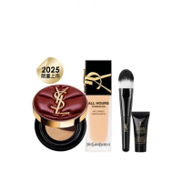 【YSL】官方直營 恆久完美無瑕雲朵底妝組(霧光氣墊粉餅 雲朵皮革版+午夜粉底25ml)