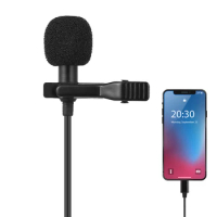 Mini Microphone Type C /3.5mm Microfone Mic 1.5m Long Cable For Samsung Huawei Xiaomi Lavalier Clip-on Recording Microphone