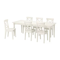 INGATORP/INGOLF 餐桌附6張餐椅, 白色/白色, 155/215 公分
