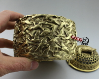 特價純銅精品大號神龜千鶴熏香爐擺件盤香爐古玩銅器仿古工藝品1入