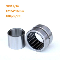 100pcs/lot NKI12/16 NKI1216 12*24*16mm Needle Roller Bearings Entity ferrule needle roller bearing 12×24×16mm