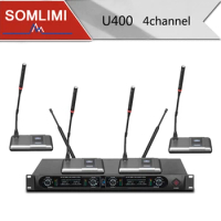 SOMLIMI 4-Microphone Conference Microphone Wireless With Reciver Audio Amplifier System