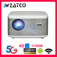 WZATCO A20 Digital Focus Full HD Projector 1080P WiFi LED Video Proyector Home Theater Android 32G Projector Movie Cinema Phone