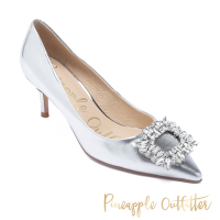Pineapple Outfitter-GEET 經典方鑽釦尖頭中跟鞋-銀色