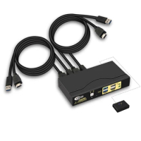 2Port HDMI KVM Switch , USB3.0 KVM switch with Audio and Microphone Resolution Up to 4Kx2K@60Hz 4:4:4