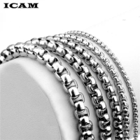 ICAM pulseira masculina Stainless Steel 2/3/4/5mm Box chain bracelets Square Rolo Bracelet bangle MEN jewelry gift Good quality