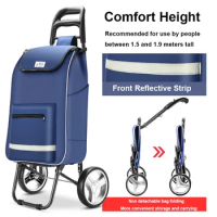 Household Folding Shopping Bag Cart Portable Grocery Trolley Luggage Trailer Multifunctional Storage Basket
