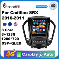 Podofo For Cadillac SRX 2010-2011 Car Radio Multimedia Video Player Navigation GPS Android 10 No 2din 2 din dvd